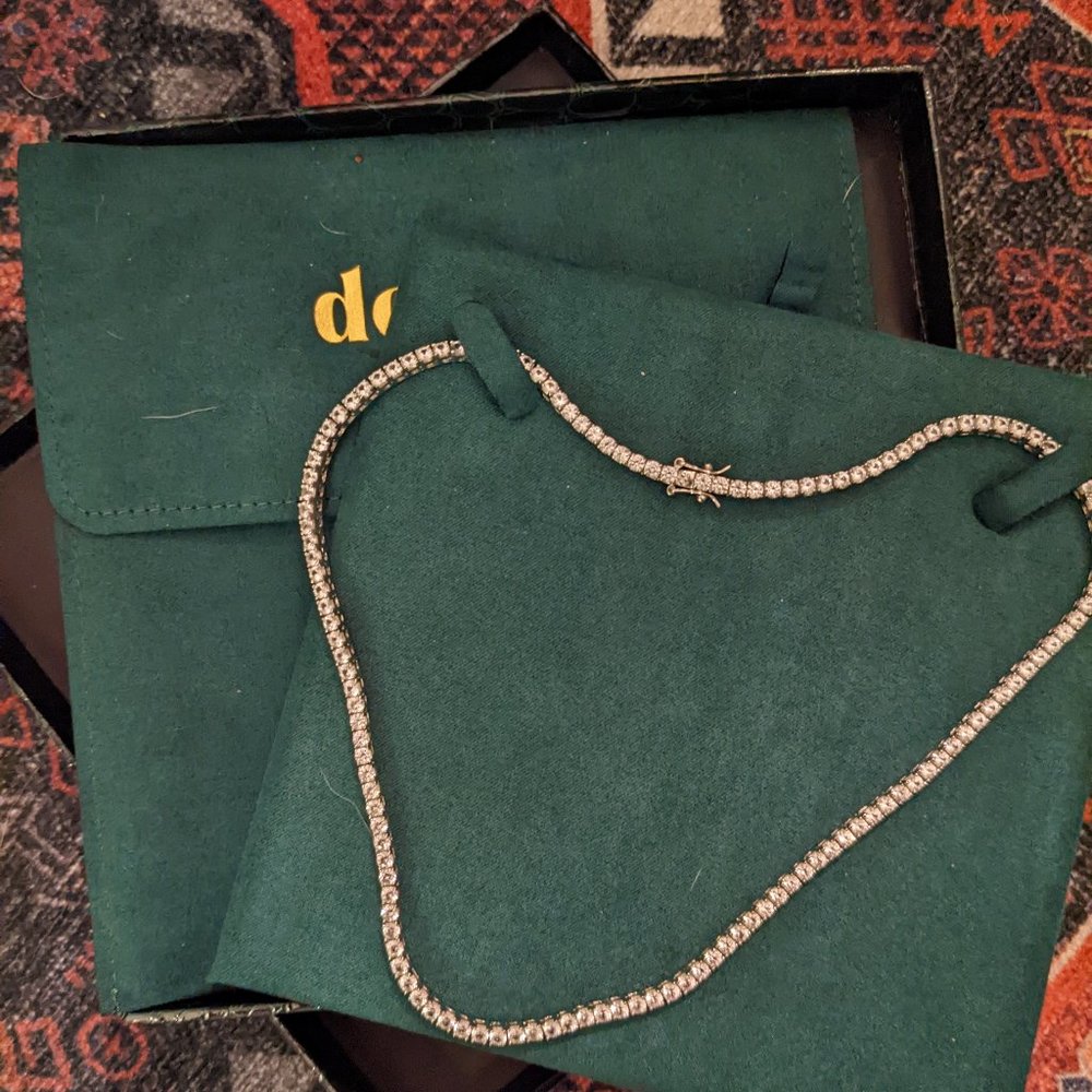 Dorsey Moss White Sapphire Riviere tennis necklace 17.5"